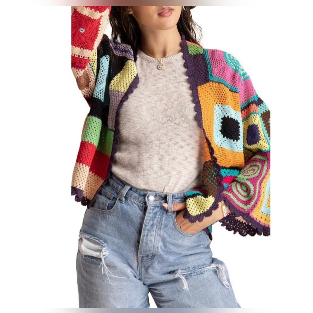 Saachi Women's Crochet Cotton Jacket. Size: O/S.